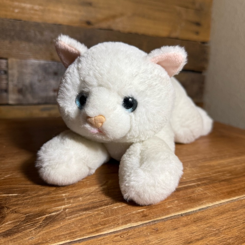 Aurora Adorable Flopsie Precious White Kitty Blue Eyes Stuffed Animal Plush - Picture 2 of 6